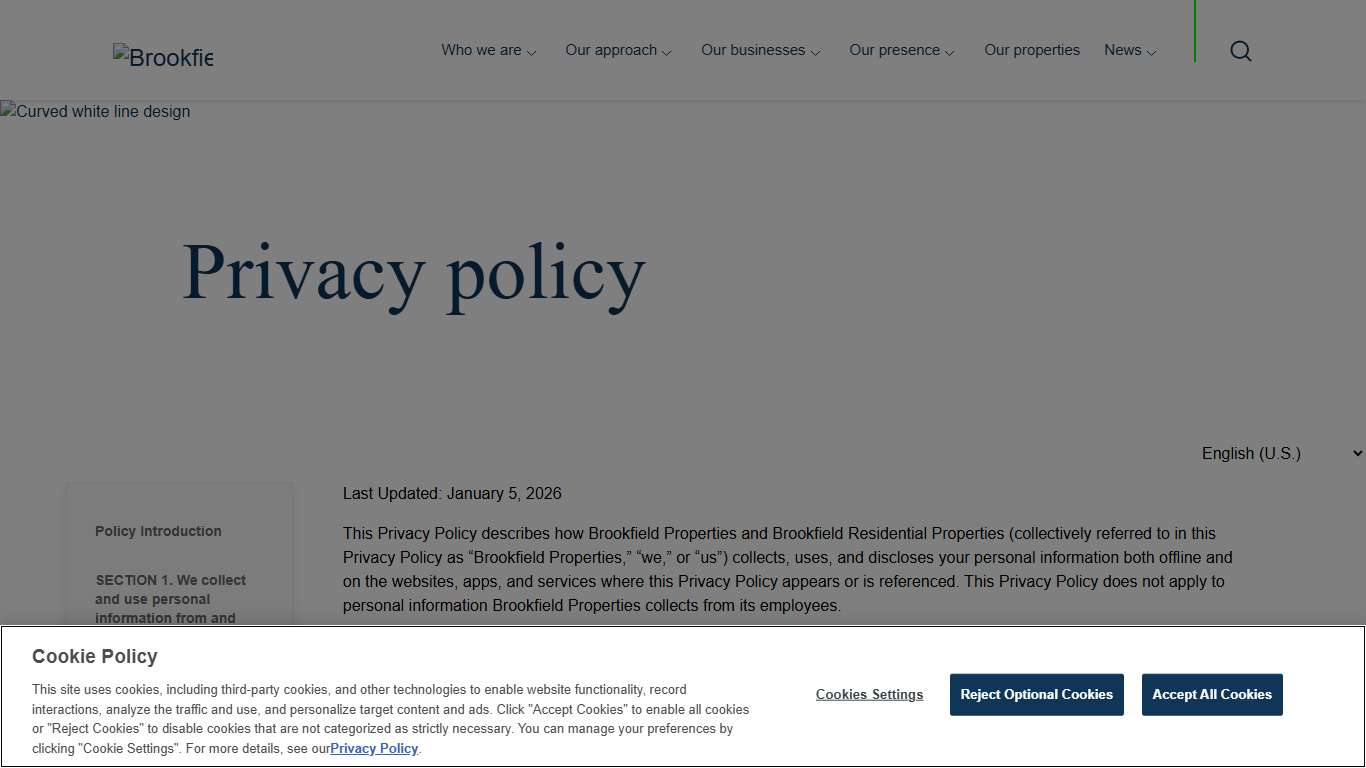 Brookfield Properties Privacy policy